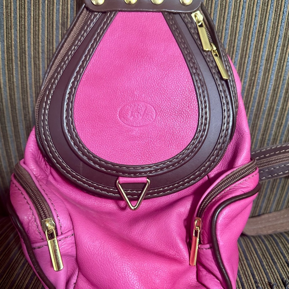 Pink and Brown Leather Women's Bag